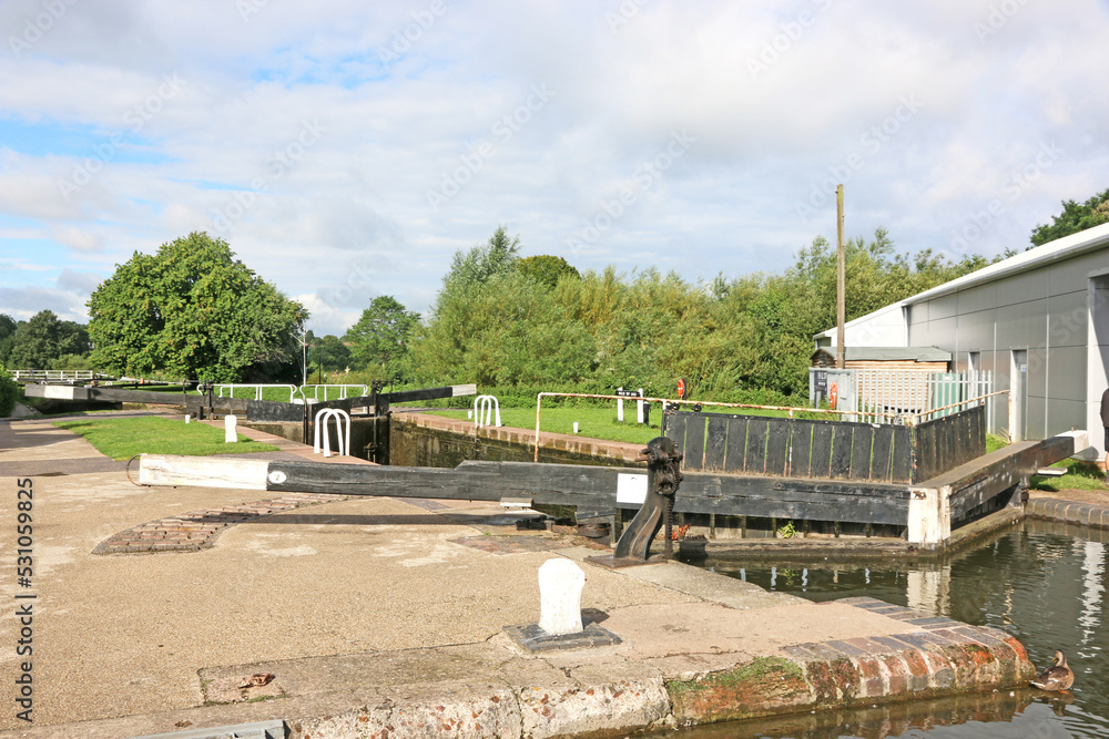 Fototapeta premium Canal lock on the Worcester canal