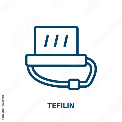 tefilin icon from religion collection. Thin linear tefilin, jewish, judaism outline icon isolated on white background. Line vector tefilin sign, symbol for web and mobile