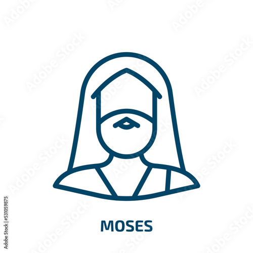 moses icon from religion collection. Thin linear moses, jewish, religious outline icon isolated on white background. Line vector moses sign, symbol for web and mobile