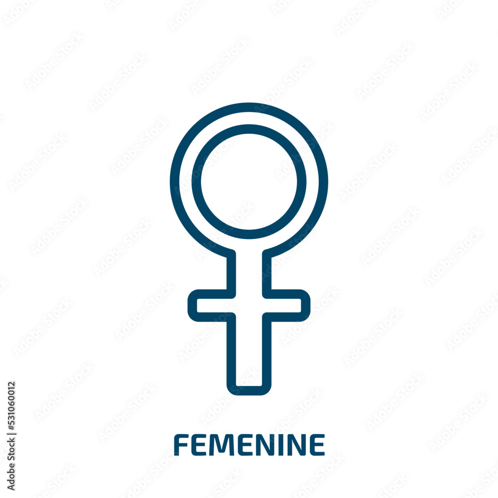 femenine icon from signs collection. Thin linear femenine, fashion, woman outline icon isolated on white background. Line vector femenine sign, symbol for web and mobile femenine icon from signs collection. Thin linear femenine, fashion, woman outline icon isolated on white background. Line vector femenine sign, symbol for web and mobile