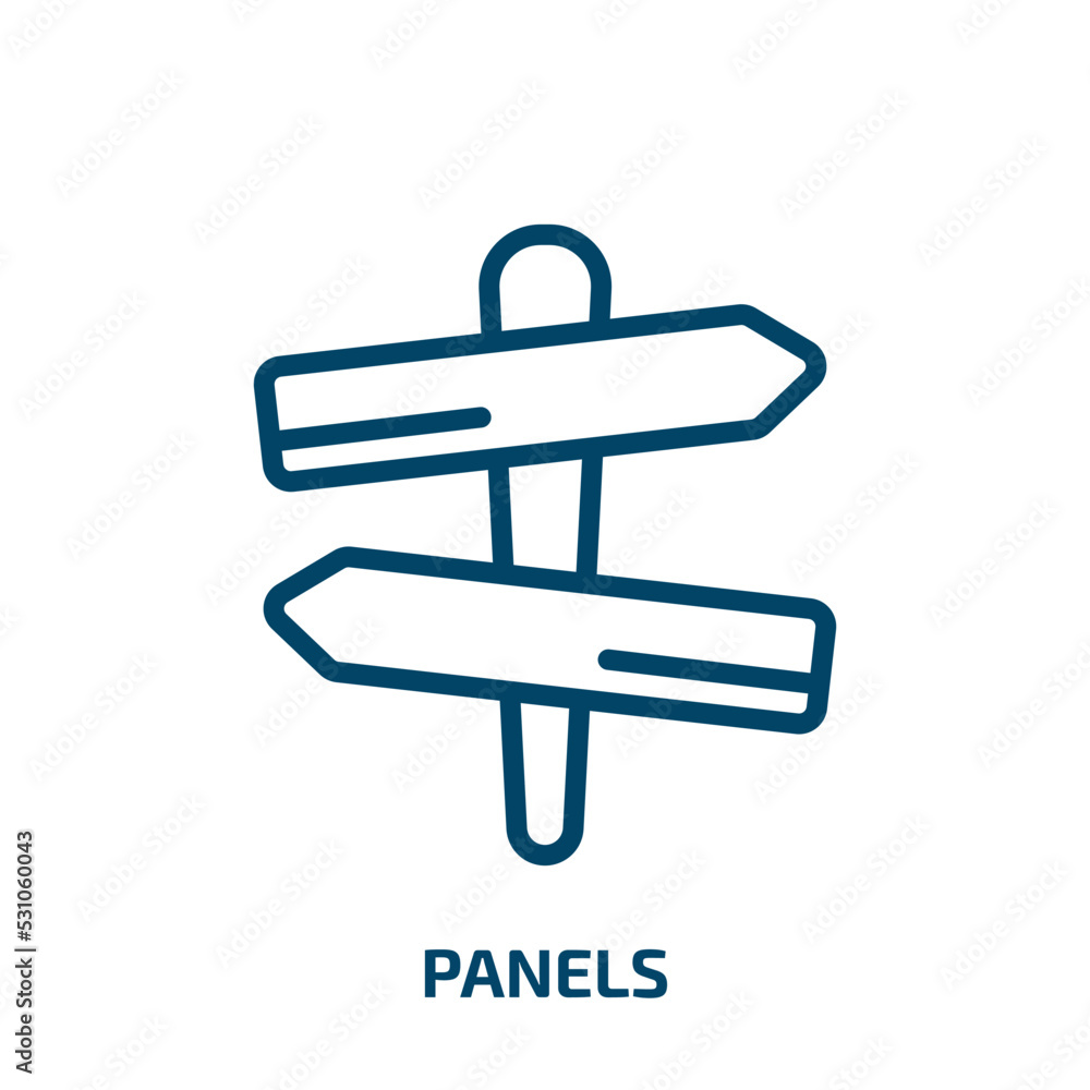 panels icon from signs collection. Thin linear panels, panel, interface outline icon isolated on white background. Line vector panels sign, symbol for web and mobile panels icon from signs collection. Thin linear panels, panel, interface outline icon isolated on white background. Line vector panels sign, symbol for web and mobile