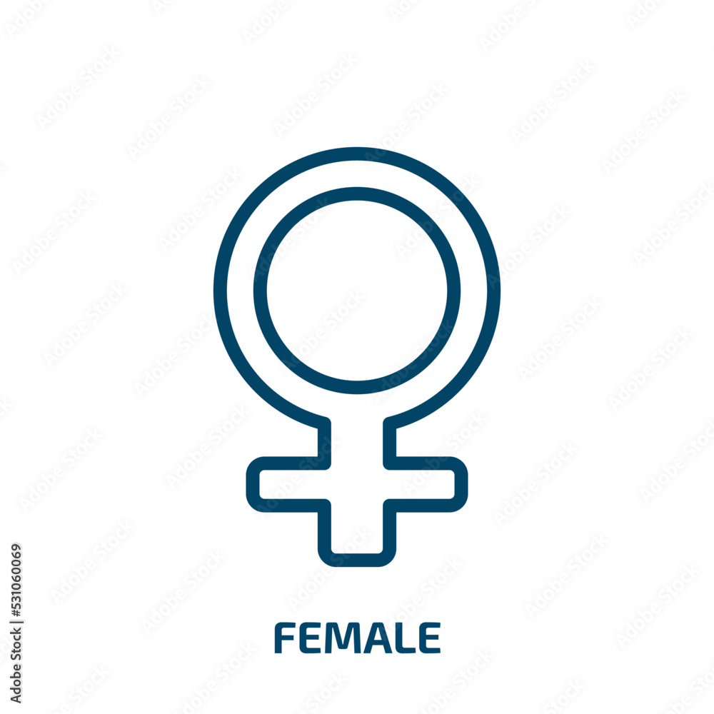 female symbol icon from signs collection. Thin linear female symbol, female, woman outline icon isolated on white background. Line vector female symbol sign, symbol for web and mobile female symbol icon from signs collection. Thin linear female symbol, female, woman outline icon isolated on white background. Line vector female symbol sign, symbol for web and mobile