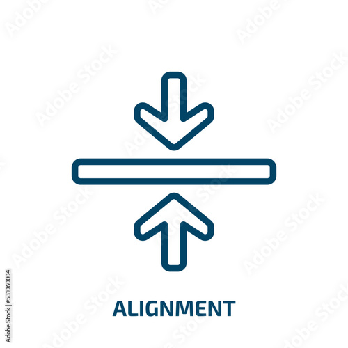 alignment icon from signs collection. Thin linear alignment, arrow, align outline icon isolated on white background. Line vector alignment sign, symbol for web and mobile