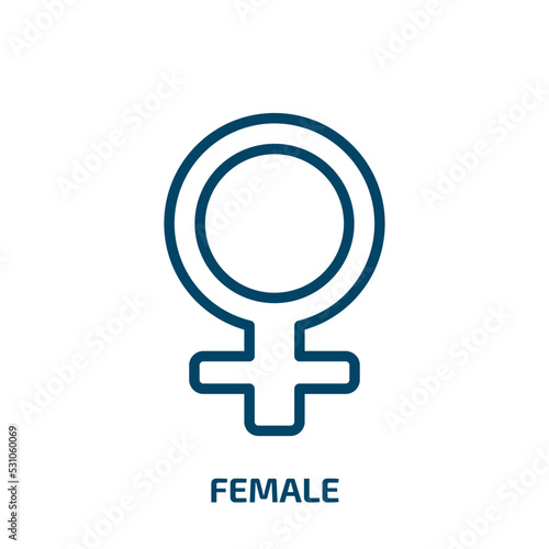 female symbol icon from signs collection. Thin linear female symbol, female, woman outline icon isolated on white background. Line vector female symbol sign, symbol for web and mobile