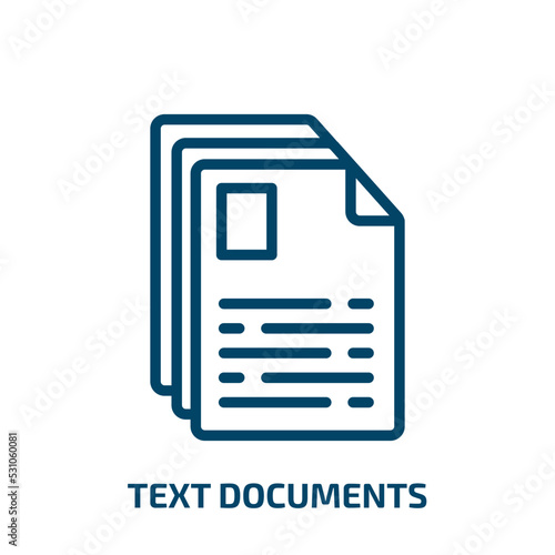 text documents icon from signs collection. Thin linear text documents, text, page outline icon isolated on white background. Line vector text documents sign, symbol for web and mobile