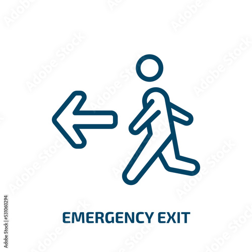 emergency exit icon from signs collection. Thin linear emergency exit, emergency, fire outline icon isolated on white background. Line vector emergency exit sign, symbol for web and mobile