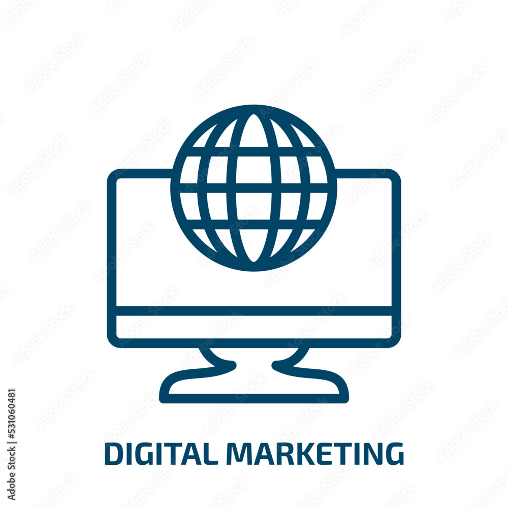 digital marketing icon from social media marketing collection. Thin linear digital marketing, internet, media outline icon isolated on white background. Line vector digital marketing sign, symbol for digital marketing icon from social media marketing collection. Thin linear digital marketing, internet, media outline icon isolated on white background. Line vector digital marketing sign, symbol for