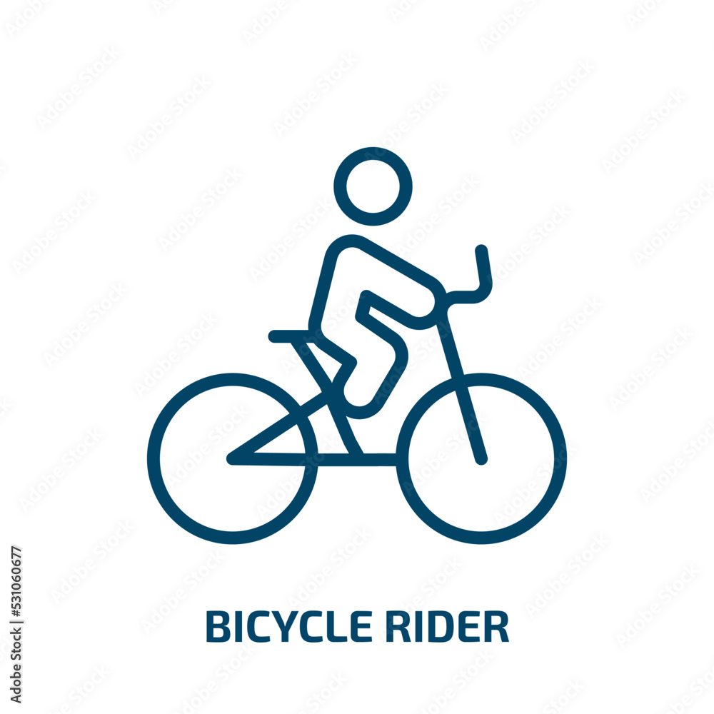 Obraz premium bicycle rider icon from sports collection. Thin linear bicycle rider, bicycle, bike outline icon isolated on white background. Line vector bicycle rider sign, symbol for web and mobile