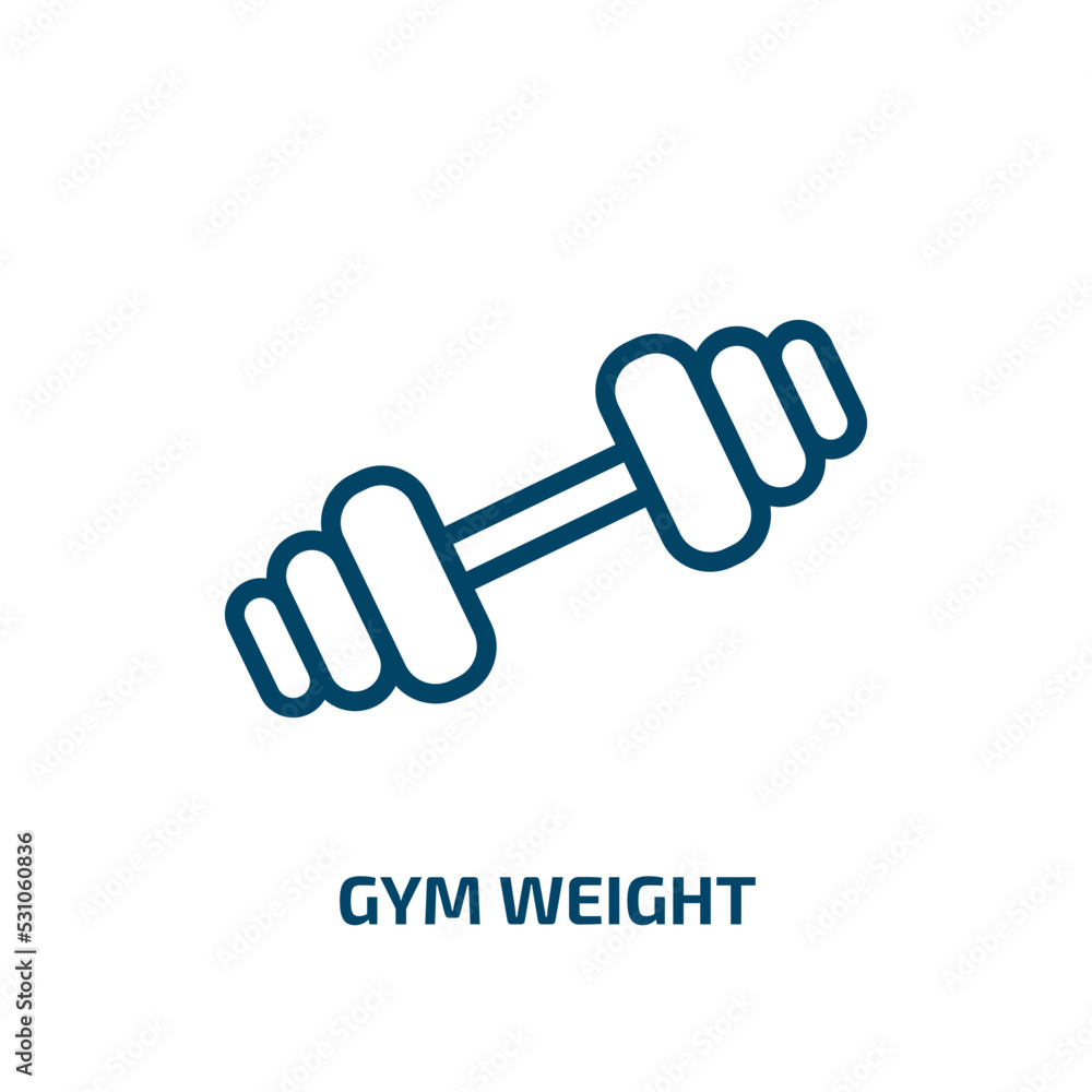 gym weight icon from sports collection. Thin linear gym weight, training, fitness outline icon isolated on white background. Line vector gym weight sign, symbol for web and mobile gym weight icon from sports collection. Thin linear gym weight, training, fitness outline icon isolated on white background. Line vector gym weight sign, symbol for web and mobile
