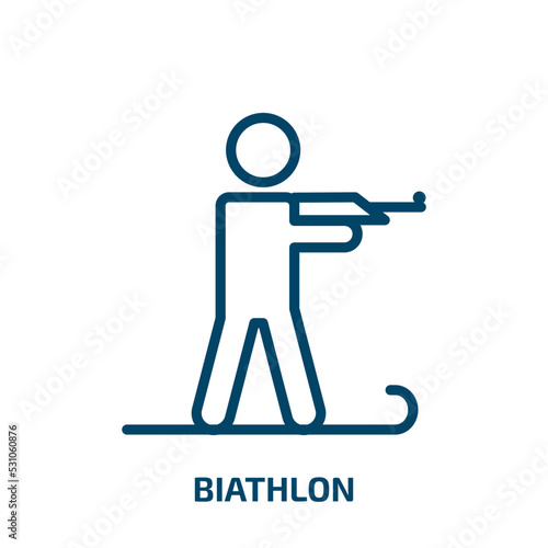 biathlon icon from sports collection. Thin linear biathlon, winter, ski outline icon isolated on white background. Line vector biathlon sign, symbol for web and mobile