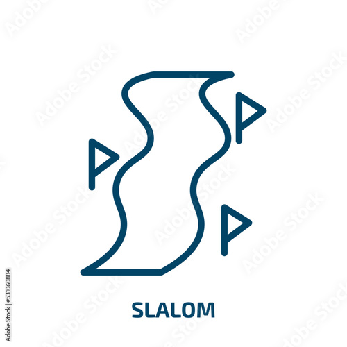 slalom icon from sports collection. Thin linear slalom, sport, skier outline icon isolated on white background. Line vector slalom sign, symbol for web and mobile