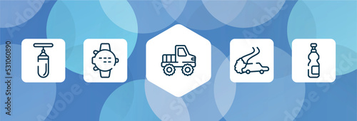 sports outline icon set isolated on blue abstract background. thin line icons such as sand bag, dive computer, off road, drifting, isotonic vector. can be used for web and mobile.