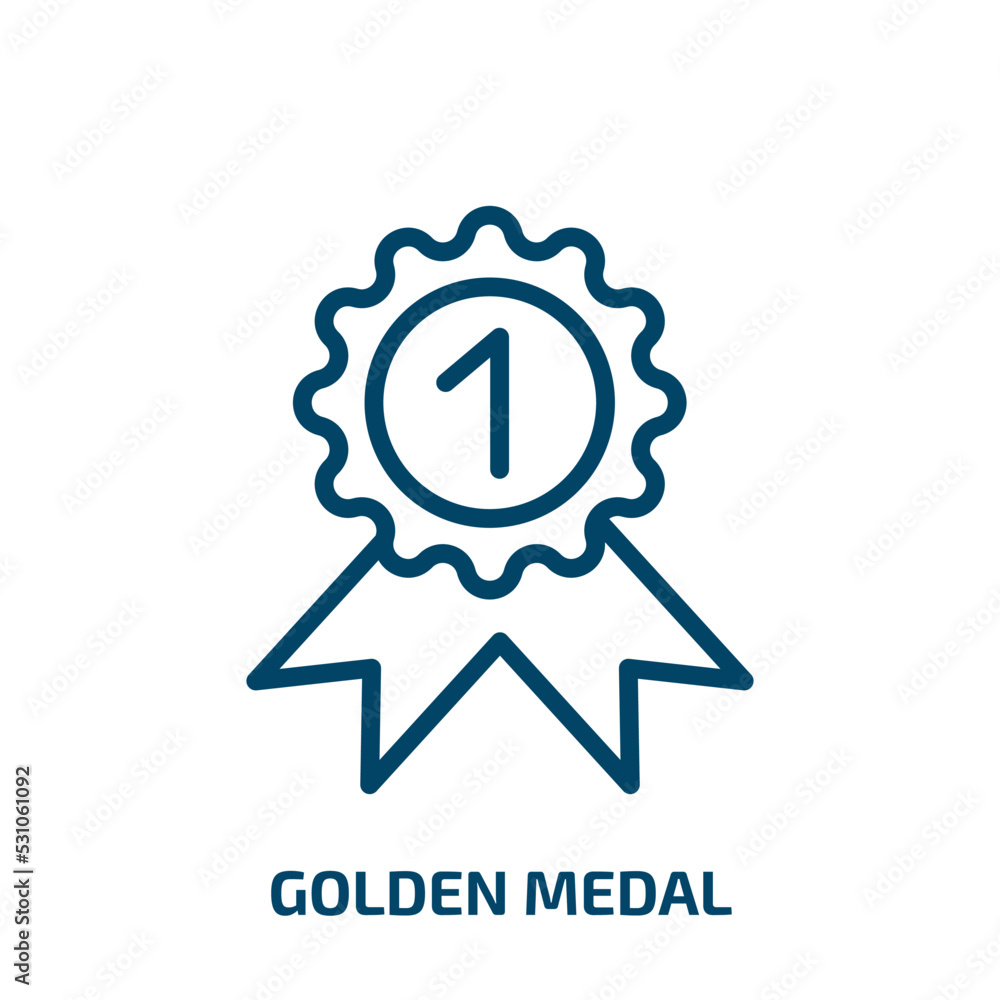 golden medal icon from sports collection. Thin linear golden medal, golden, gold outline icon isolated on white background. Line vector golden medal sign, symbol for web and mobile golden medal icon from sports collection. Thin linear golden medal, golden, gold outline icon isolated on white background. Line vector golden medal sign, symbol for web and mobile