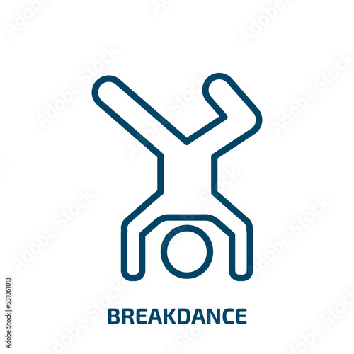 breakdance icon from sports collection. Thin linear breakdance, people, hip hop outline icon isolated on white background. Line vector breakdance sign, symbol for web and mobile