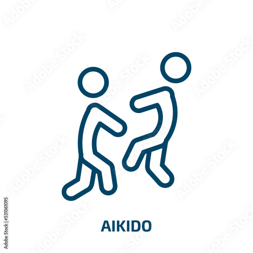 aikido icon from sport collection. Thin linear aikido, japanese, japan outline icon isolated on white background. Line vector aikido sign, symbol for web and mobile