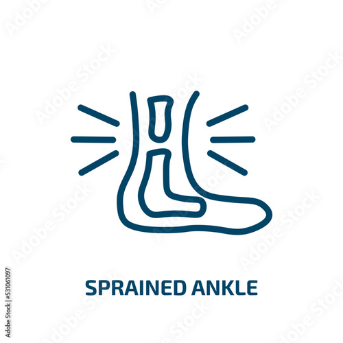 sprained ankle icon from sports collection. Thin linear sprained ankle, ankle, foot outline icon isolated on white background. Line vector sprained ankle sign, symbol for web and mobile