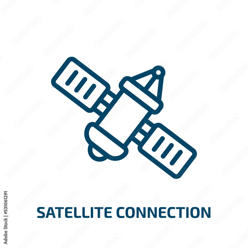 satellite connection icon from technology collection. Thin linear satellite connection, satellite, connection outline icon isolated on white background. Line vector satellite connection sign, symbol satellite connection icon from technology collection. Thin linear satellite connection, satellite, connection outline icon isolated on white background. Line vector satellite connection sign, symbol