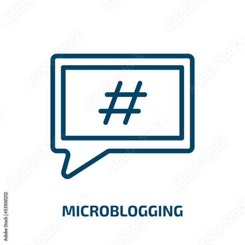 microblogging icon from technology collection. Thin linear microblogging, blog, internet outline icon isolated on white background. Line vector microblogging sign, symbol for web and mobile