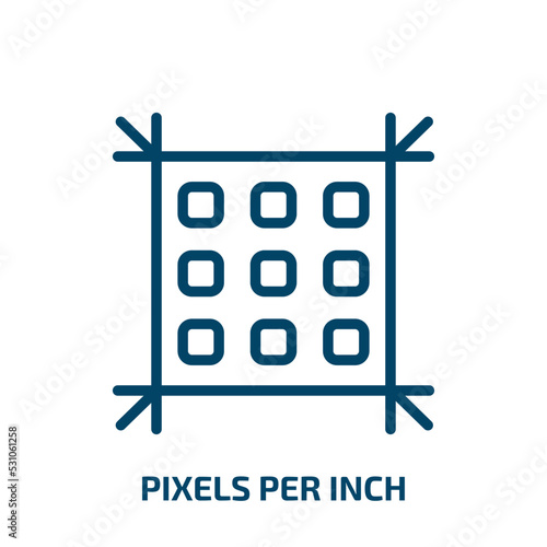 pixels per inch icon from technology collection. Thin linear pixels per inch, resolution, per outline icon isolated on white background. Line vector pixels per inch sign, symbol for web and mobile