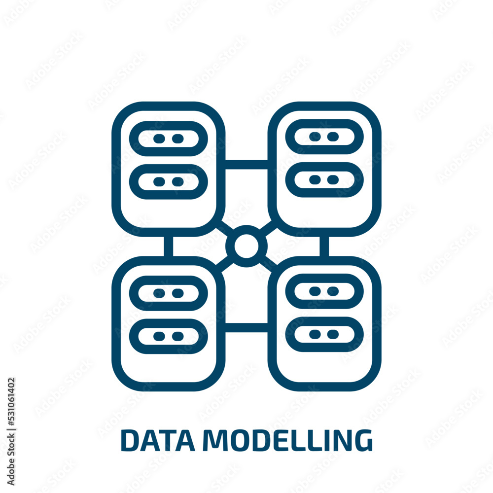 data modelling icon from technology collection. Thin linear data modelling, data, model outline icon isolated on white background. Line vector data modelling sign, symbol for web and mobile data modelling icon from technology collection. Thin linear data modelling, data, model outline icon isolated on white background. Line vector data modelling sign, symbol for web and mobile