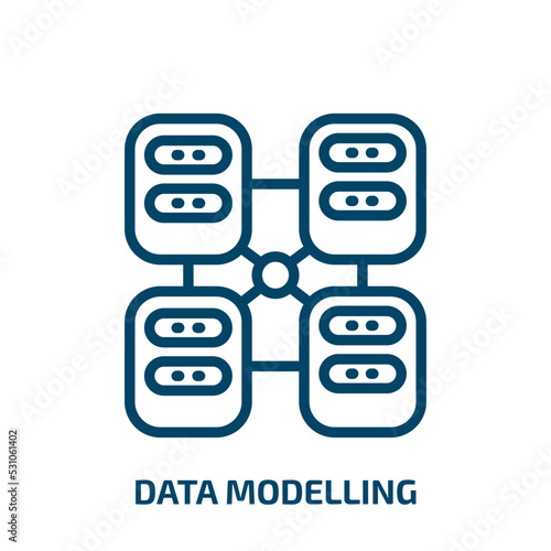 data modelling icon from technology collection. Thin linear data modelling, data, model outline icon isolated on white background. Line vector data modelling sign, symbol for web and mobile