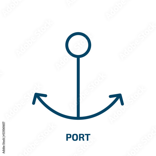 port icon from traffic signs collection. Thin linear port, data, computer outline icon isolated on white background. Line vector port sign, symbol for web and mobile