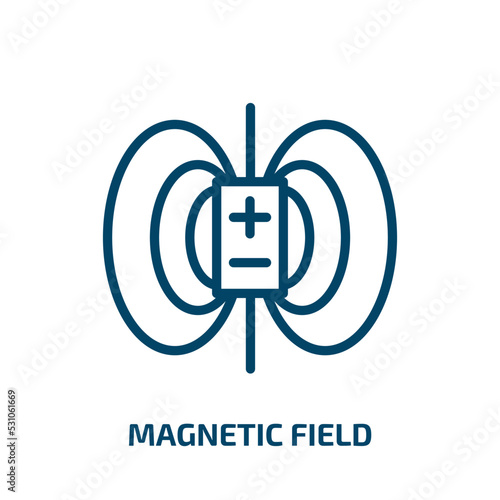 magnetic field icon from traffic signs collection. Thin linear magnetic field, magnetic, field outline icon isolated on white background. Line vector magnetic field sign, symbol for web and mobile