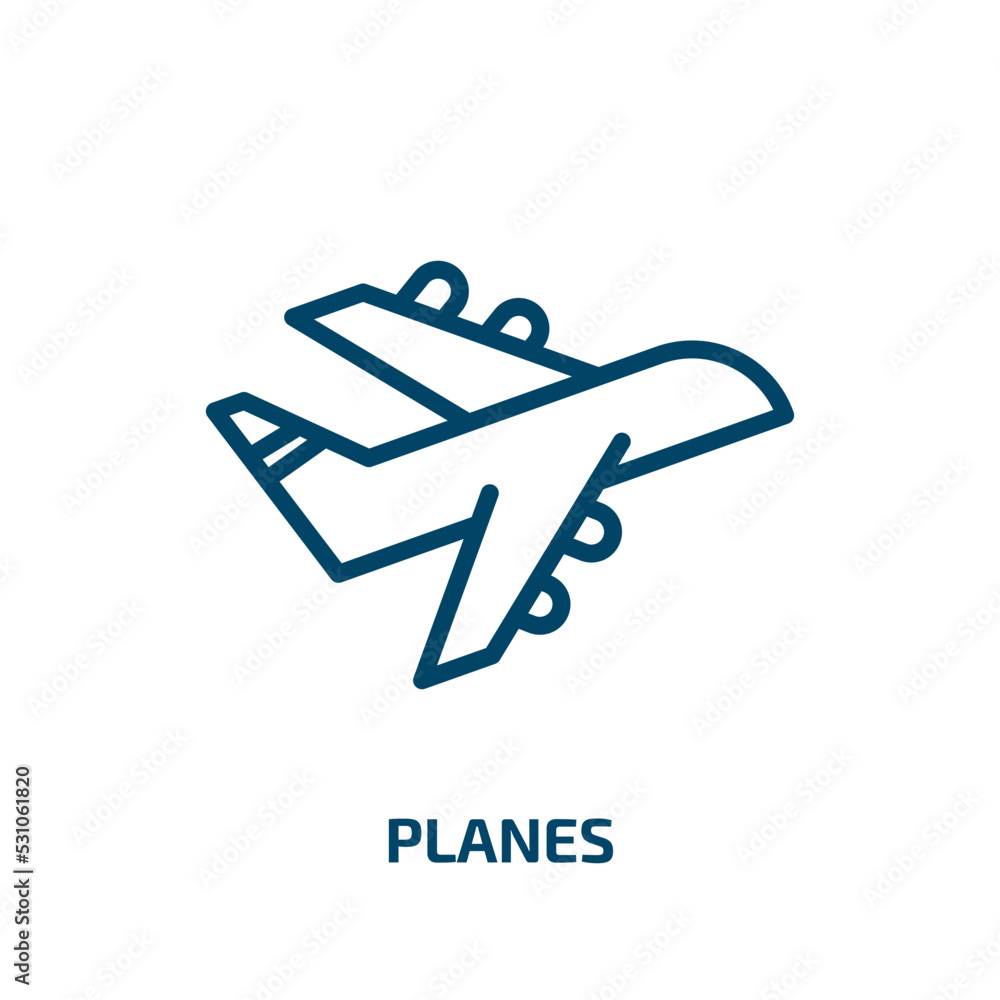planes icon from transport collection. Thin linear planes, plane, flight outline icon isolated on white background. Line vector planes sign, symbol for web and mobile