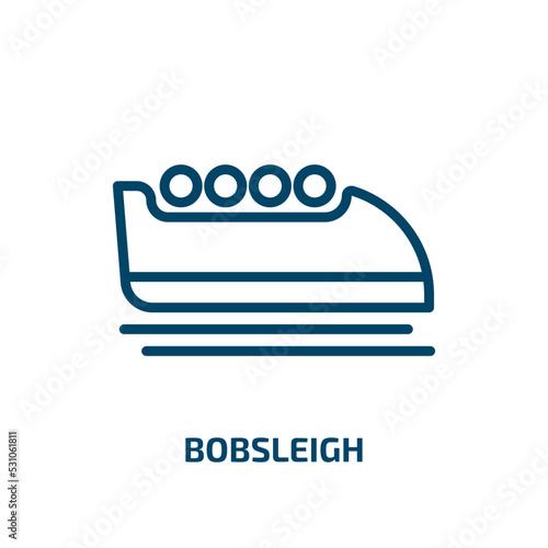 bobsleigh icon from transport collection. Thin linear bobsleigh, ski, skeleton outline icon isolated on white background. Line vector bobsleigh sign, symbol for web and mobile