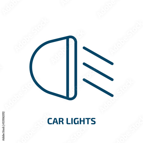 car lights icon from transport collection. Thin linear car lights, car, light outline icon isolated on white background. Line vector car lights sign, symbol for web and mobile