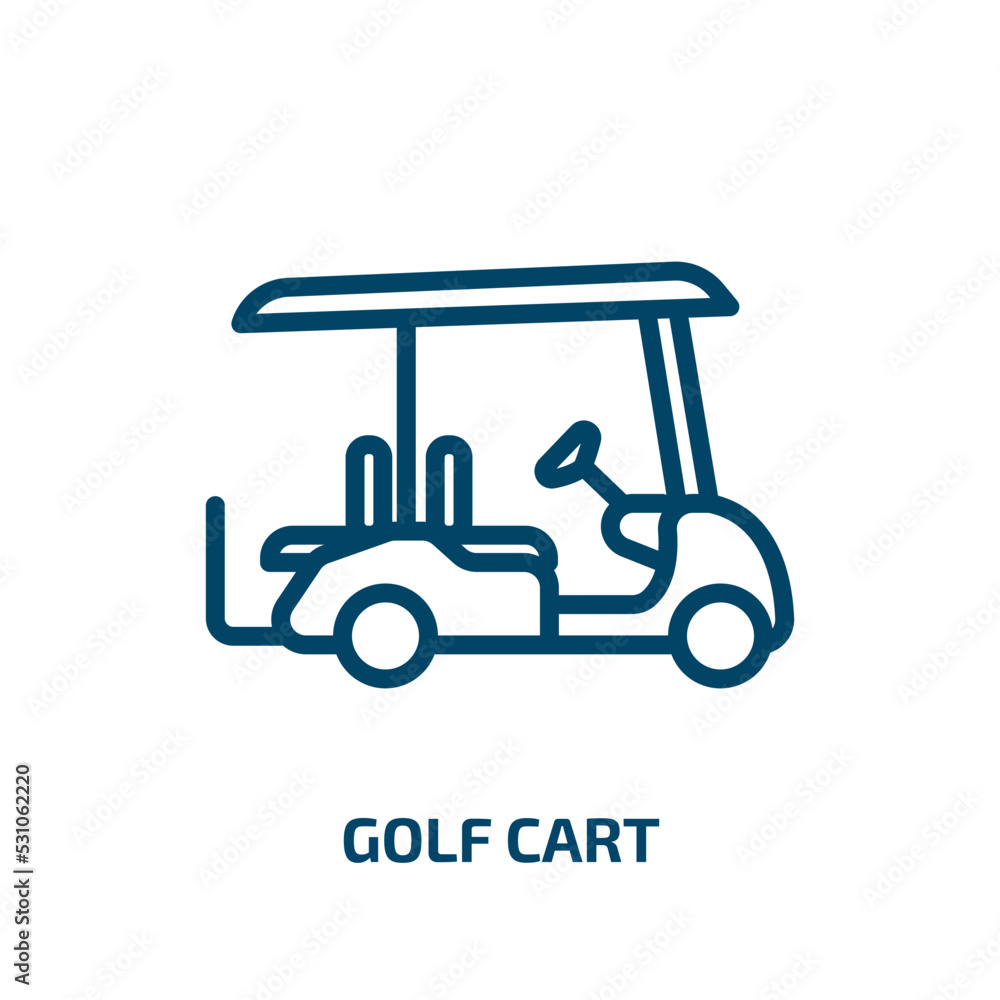 golf cart icon from transportation collection. Thin linear golf cart, car, transport outline icon isolated on white background. Line vector golf cart sign, symbol for web and mobile