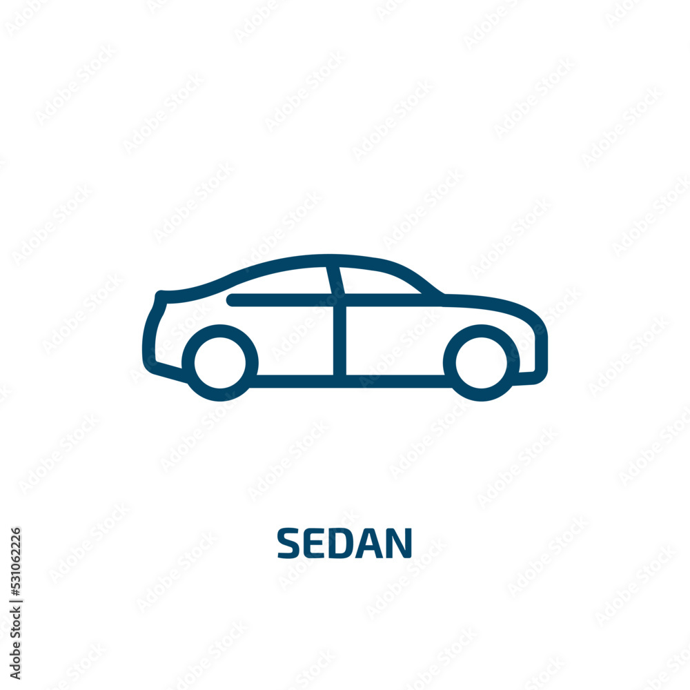 sedan icon from transportation collection. Thin linear sedan, auto, vehicle outline icon isolated on white background. Line vector sedan sign, symbol for web and mobile