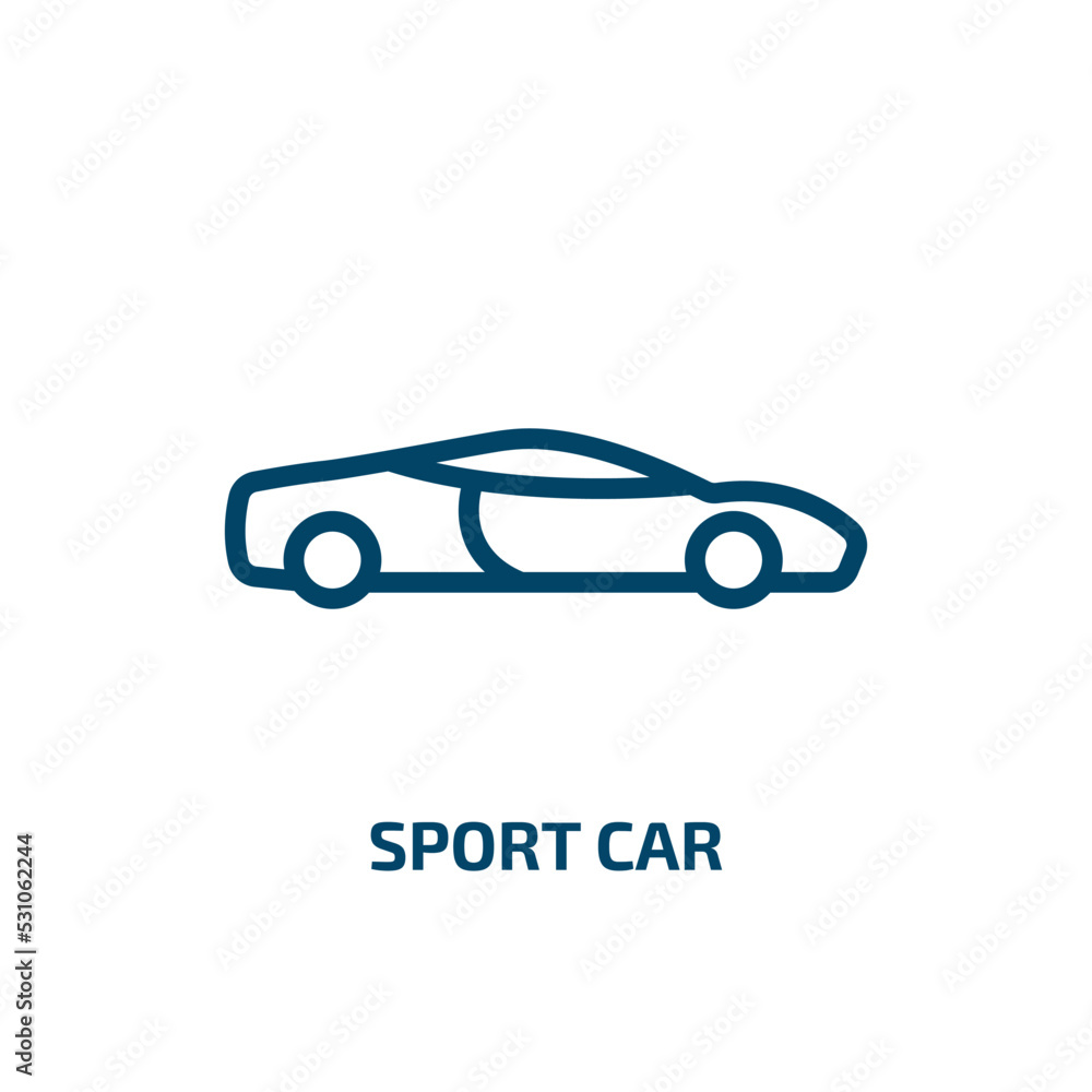 sport car icon from transportation collection. Thin linear sport car, auto, speed outline icon isolated on white background. Line vector sport car sign, symbol for web and mobile