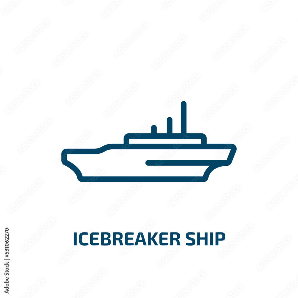 icebreaker ship icon from transportation collection. Thin linear icebreaker ship, ship, sea outline icon isolated on white background. Line vector icebreaker ship sign, symbol for web and mobile icebreaker ship icon from transportation collection. Thin linear icebreaker ship, ship, sea outline icon isolated on white background. Line vector icebreaker ship sign, symbol for web and mobile