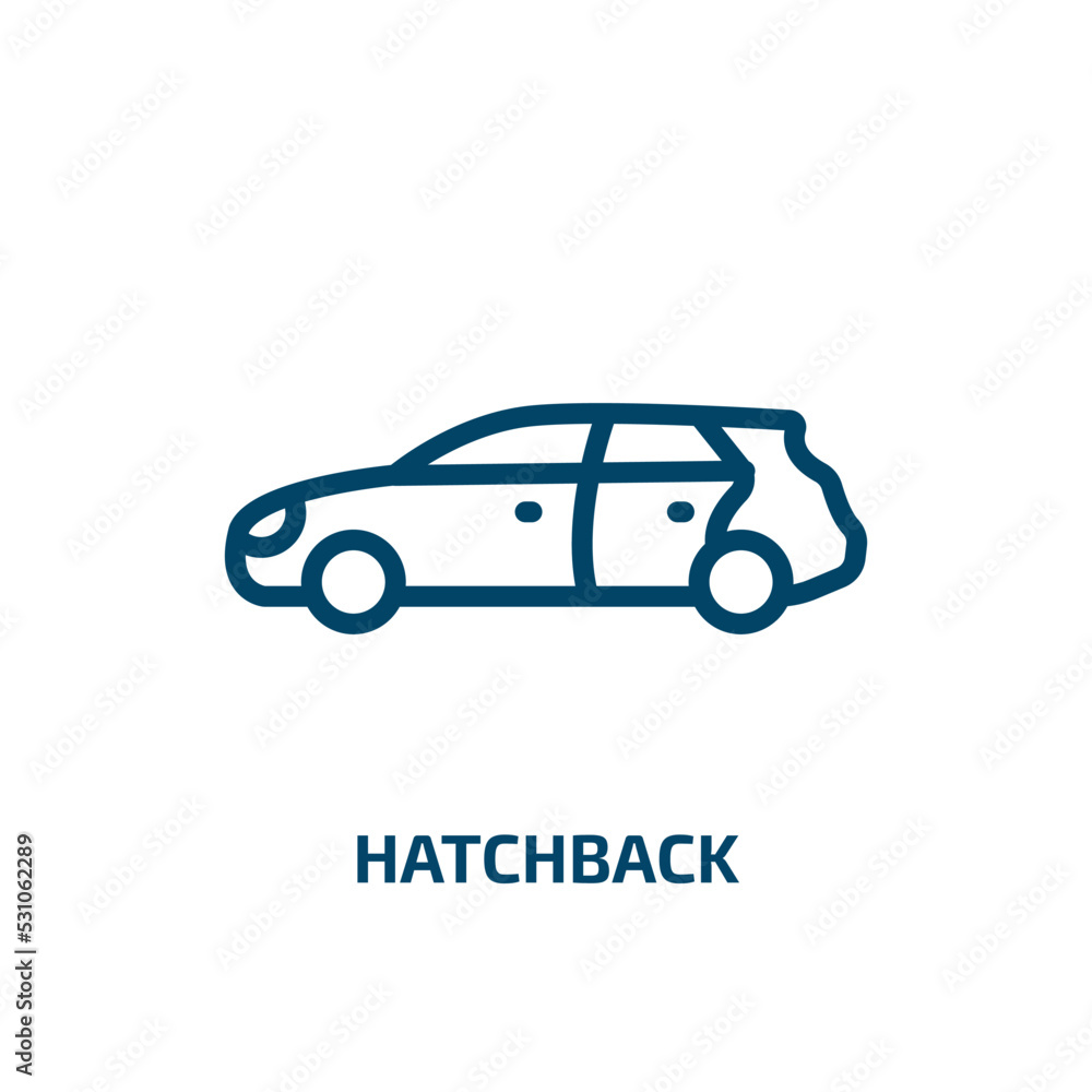 hatchback icon from transportation collection. Thin linear hatchback, car, sedan outline icon isolated on white background. Line vector hatchback sign, symbol for web and mobile