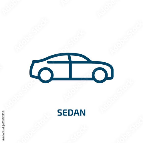 sedan icon from transportation collection. Thin linear sedan, auto, vehicle outline icon isolated on white background. Line vector sedan sign, symbol for web and mobile