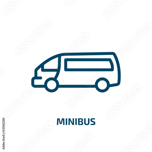 minibus icon from transportation collection. Thin linear minibus, bus, auto outline icon isolated on white background. Line vector minibus sign, symbol for web and mobile