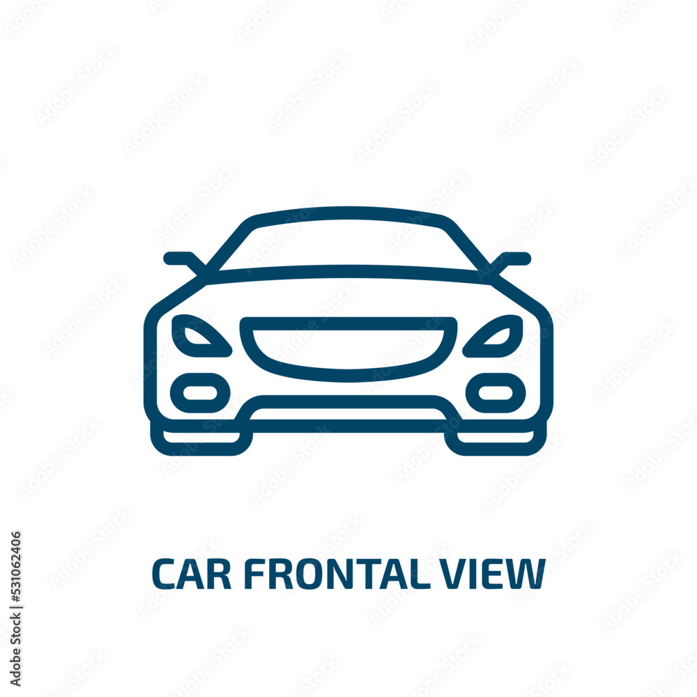 car frontal view icon from transportation collection. Thin linear car frontal view, transport, travel outline icon isolated on white background. Line vector car frontal view sign, symbol for web and