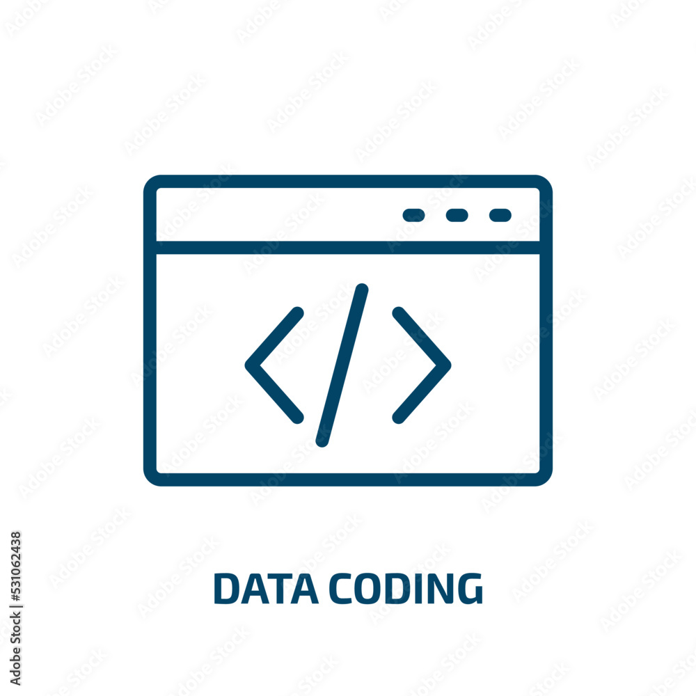 data coding icon from user interface collection. Thin linear data coding, data, internet outline icon isolated on white background. Line vector data coding sign, symbol for web and mobile