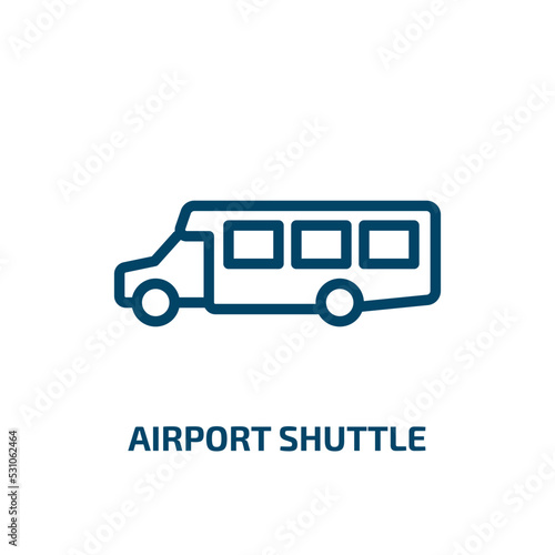 airport shuttle icon from transportation collection. Thin linear airport shuttle, airport, shuttle outline icon isolated on white background. Line vector airport shuttle sign, symbol for web and