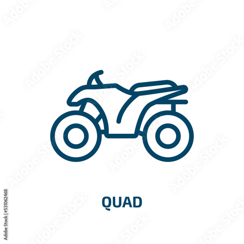 quad icon from transportation collection. Thin linear quad, vehicle, flight outline icon isolated on white background. Line vector quad sign, symbol for web and mobile