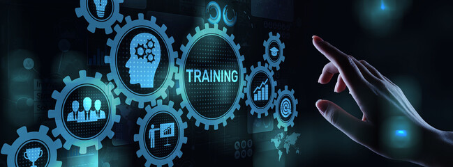 Training Online Education Webinar Personal Development Motivation E-learning Business concept on virtual screen.