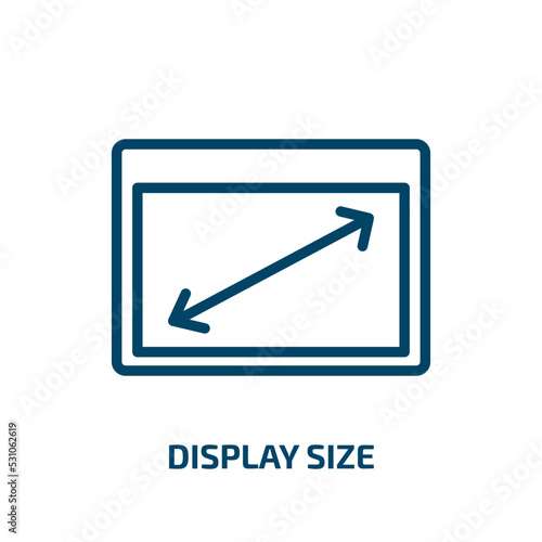 display size icon from user interface collection. Thin linear display size, screen, computer outline icon isolated on white background. Line vector display size sign, symbol for web and mobile