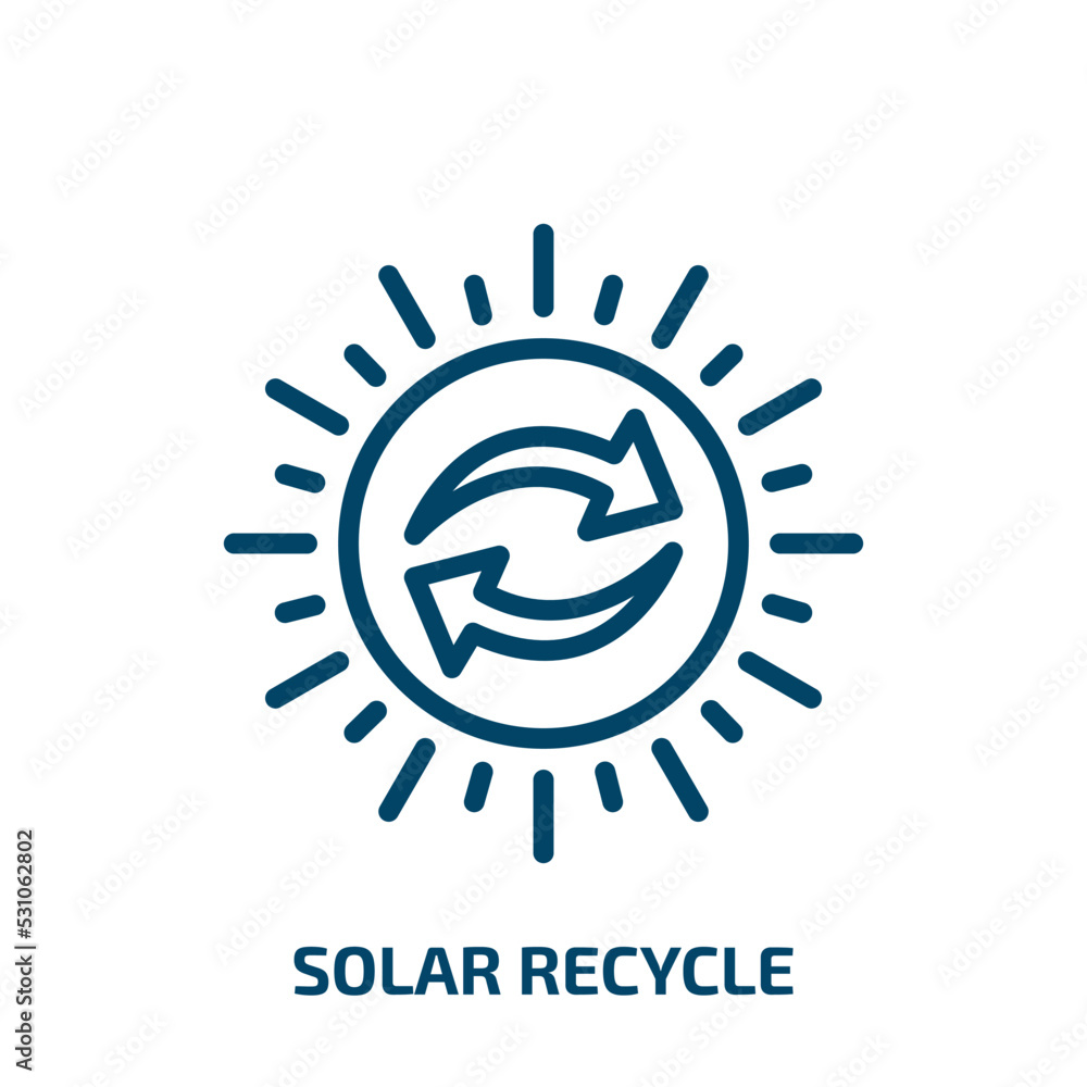 solar recycle icon from user interface collection. Thin linear solar recycle, water, solar outline icon isolated on white background. Line vector solar recycle sign, symbol for web and mobile solar recycle icon from user interface collection. Thin linear solar recycle, water, solar outline icon isolated on white background. Line vector solar recycle sign, symbol for web and mobile