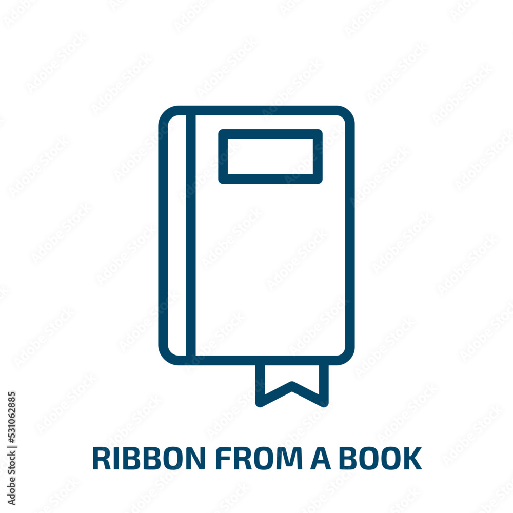 ribbon from a book icon from user interface collection. Thin linear ribbon from a book, book, ribbon outline icon isolated on white background. Line vector ribbon from a book sign, symbol for web and ribbon from a book icon from user interface collection. Thin linear ribbon from a book, book, ribbon outline icon isolated on white background. Line vector ribbon from a book sign, symbol for web and