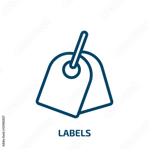 labels icon from user interface collection. Thin linear labels, label, sticker outline icon isolated on white background. Line vector labels sign, symbol for web and mobile
