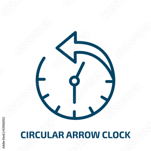 circular arrow clock icon from user interface collection. Thin linear circular arrow clock, clock, time outline icon isolated on white background. Line vector circular arrow clock sign, symbol for web
