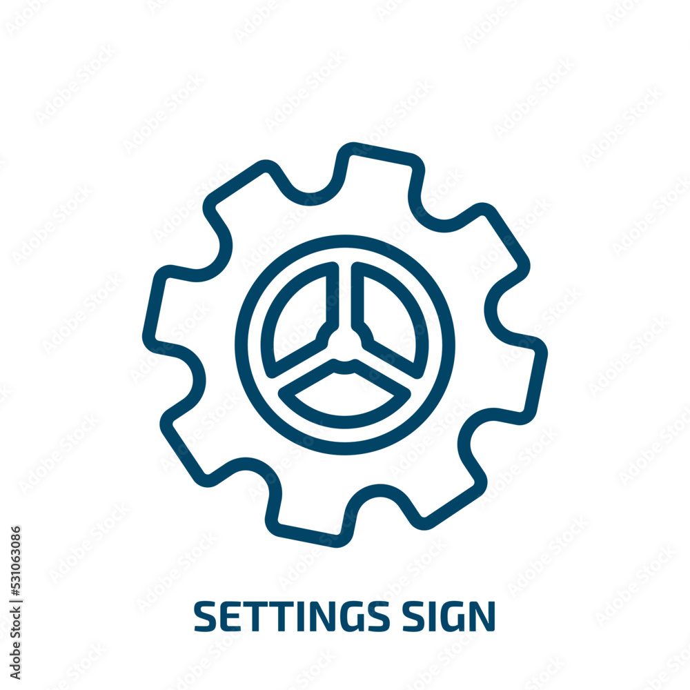 settings sign icon from user interface collection. Thin linear settings sign, circle, internet outline icon isolated on white background. Line vector settings sign sign, symbol for web and mobile settings sign icon from user interface collection. Thin linear settings sign, circle, internet outline icon isolated on white background. Line vector settings sign sign, symbol for web and mobile