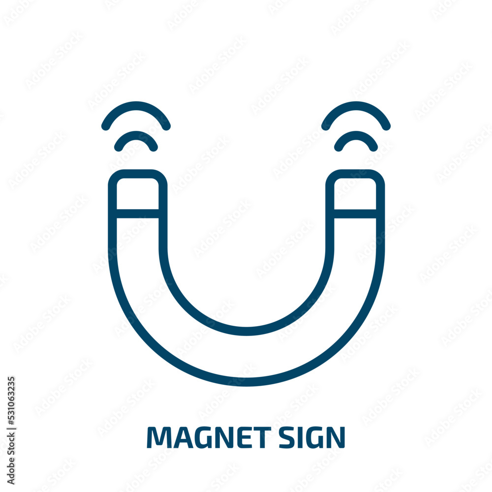 magnet sign icon from user interface collection. Thin linear magnet sign, magnet, information outline icon isolated on white background. Line vector magnet sign sign, symbol for web and mobile magnet sign icon from user interface collection. Thin linear magnet sign, magnet, information outline icon isolated on white background. Line vector magnet sign sign, symbol for web and mobile