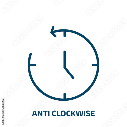 anti clockwise icon from user interface collection. Thin linear anti clockwise, anti, clockwise outline icon isolated on white background. Line vector anti clockwise sign, symbol for web and mobile